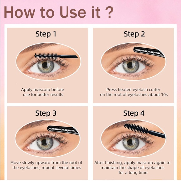 Heated Eyelash Curler w/Eyelash Comb Separator-USB C Rechargeable 4 Temp Levels - Picture 5 of 7